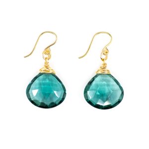 Indicolite Wire-Wrapped Earrings