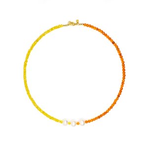 Two Toned Faceted Pearl Necklace