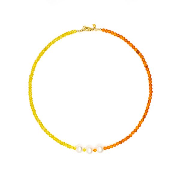 Two Toned Faceted Pearl Necklace