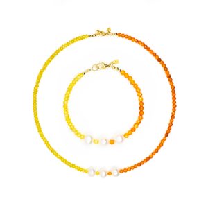 Two Toned Faceted Pearl Set