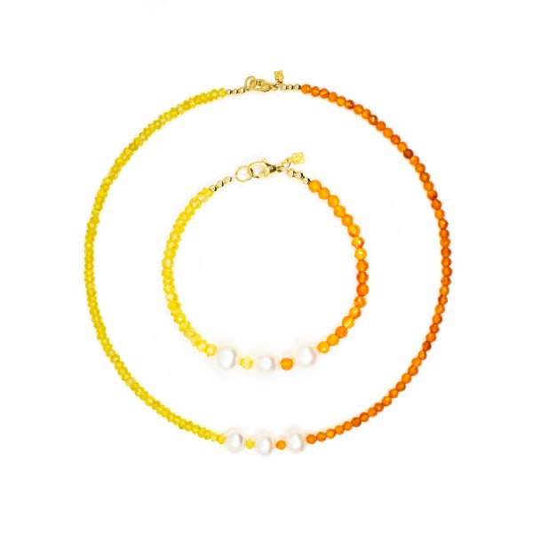 Two Toned Faceted Pearl Set