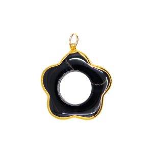 Black Open Flower Charm