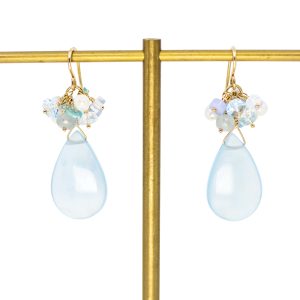 Natural Aquamarine Cluster Earrings