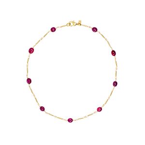 Polished Ruby Bar Necklace