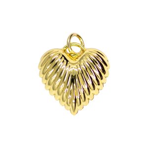 Large Puffy Gold Heart Charm