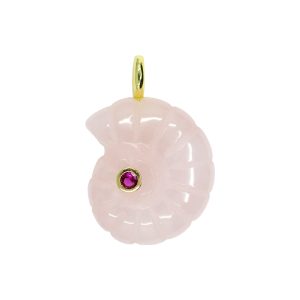 Rose Quartz Snail Shell Charm