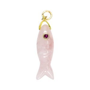 Rose Quartz Fish Shell Charm