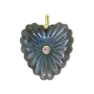 Fluted Labradorite Heart Charm