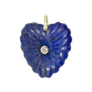 Fluted Lapis Heart Charm