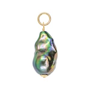 Peacock Green Baroque Pearl Charm